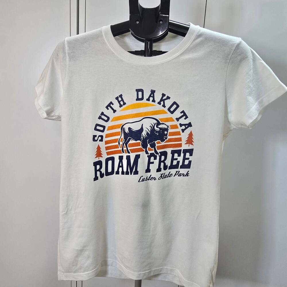 Flicker and Hum South Dakota Roam Free Custer State Park Buffalo Graphic T-Shirt